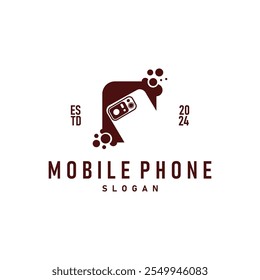 Smartphone logo communication electronic device, modern mobile phone design illustration template