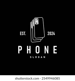 Smartphone logo communication electronic device, modern mobile phone design illustration template