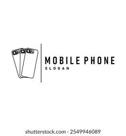 Smartphone logo communication electronic device, modern mobile phone design illustration template