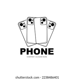 Smartphone Logo, Communication Electronics Vector, Modern Phone Design, For Company Brand Symbol