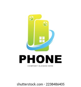 Smartphone Logo, Communication Electronics Vector, Modern Phone Design, For Company Brand Symbol