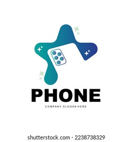 Smartphone Logo, Communication Electronics Vector, Modern Phone Design, For Company Brand Symbol