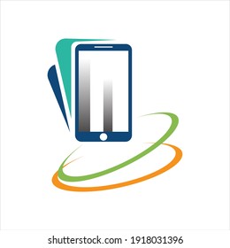 Smartphone logo design. Mobile phone concept sign. Modern electronic technology symbol Vector illustration.