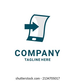 vector y flecha del logotipo del smartphone, logotipo de tienda en línea, icono digital
