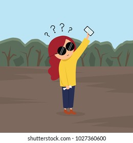 Smartphone lost signal concept, Can not connect internet illustration. 