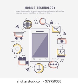 Smartphone with lots of multimedia functions for Mobile Technology concept.