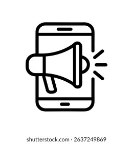 Smartphone with loudspeaker broadcasting message illustration design element