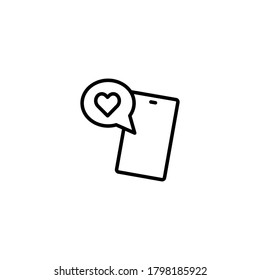 Mensaje de amor para Smartphone, smartphone y corazón simple ilustración de vector de línea delgada