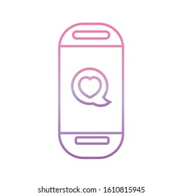 smartphone love message , phone gradient icon vector illustration