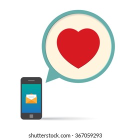 Smartphone and Love message.Illustration EPS10