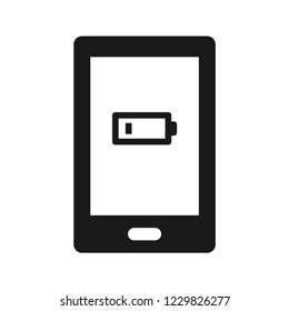 Smartphone Low Battery Icon. Flat simple icon. Vector. Isolate on white background.