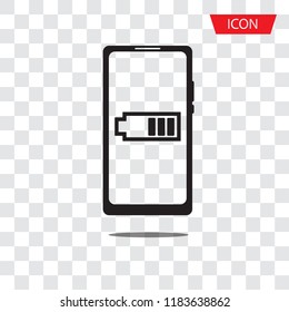 Smartphone with low battery icon vector isolated on white background.