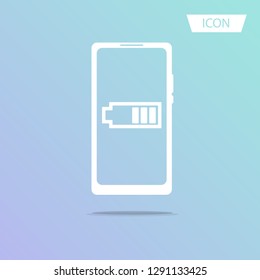 Smartphone with low battery icon vector isolated on white background.