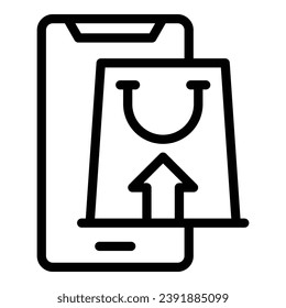 vector de contorno de icono de fidelidad a Smartphone. Programa del cliente. miembro de descuento