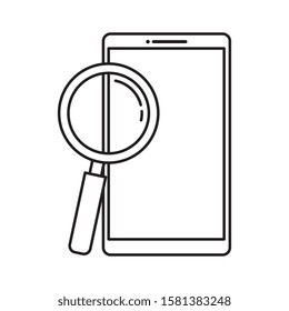 Smartphone and lupe design, Digital technology communication social media internet web and wireless theme Vector illustration