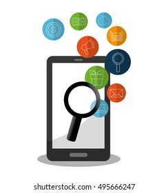 Smartphone and lupe of office and work design