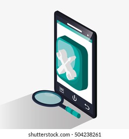 Smartphone with lupe and seo design
