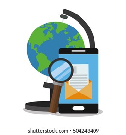 Smartphone with lupe and seo design