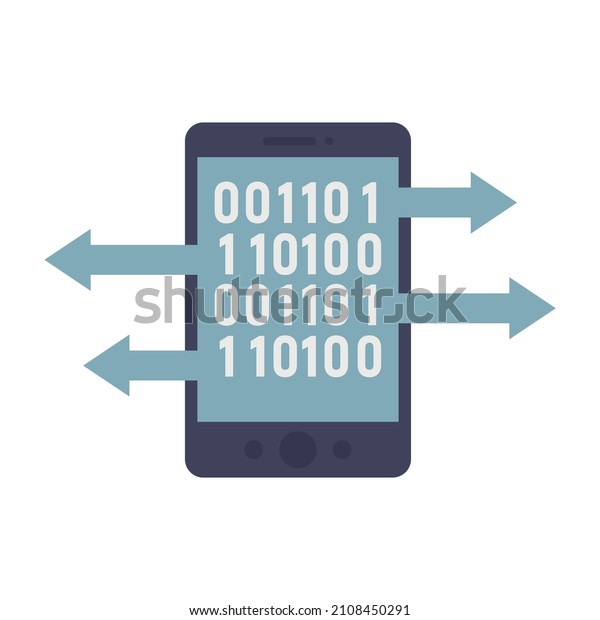 Smartphone machine learning icon. Flat\
illustration of smartphone machine learning vector icon isolated on\
white background