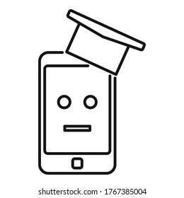 Smartphone machine learning icon. Outline smartphone machine learning vector icon for web design isolated on white background