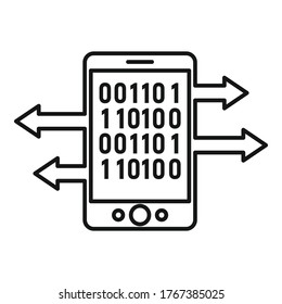 Icono de aprendizaje de la máquina de Smartphone. Esquema máquina de smartphone aprendiendo icono vector para el diseño web aislado en fondo blanco