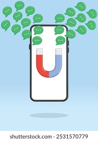 Smartphone Magnet Attracting Chat Bubbles Messages