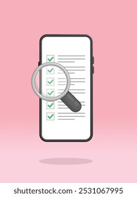 Lista de comprobación de la lupa de smartphone Tareas completadas