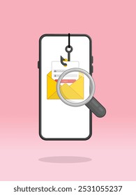 Phishing-E-Mail-Sicherheitsverletzung durch Smartphone-Bildschirmlupe