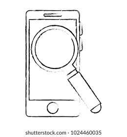 smartphone with magnifying glass