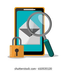 smartphone and magnifying glass
