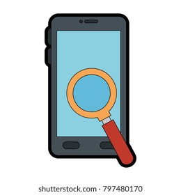 smartphone with magnifying glass