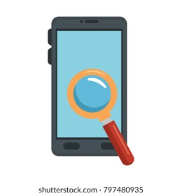 smartphone with magnifying glass