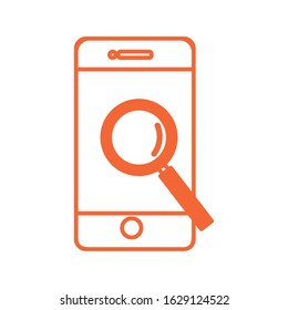 smartphone with magnifying glass icon vector illustration design
