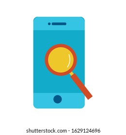 smartphone with magnifying glass icon vector illustration design