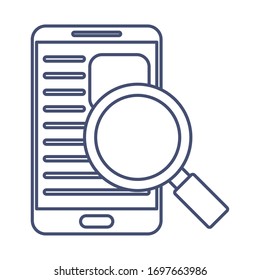 smartphone with magnifying glass , line style icon vector illustration design
