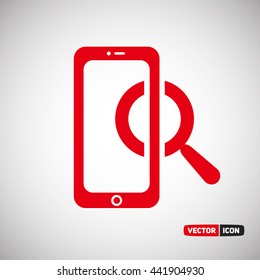 Smartphone with Magnifying glass mean searching. Vector Icon Eps.10