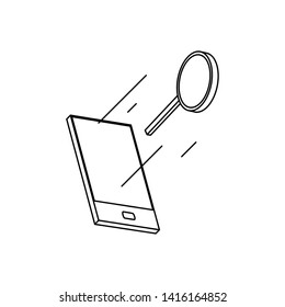 smartphone with magnifying glass vector ilustration