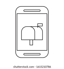 smartphone with mail box postal service vector illustration design