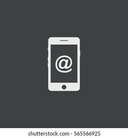 Smartphone mail icon isolated on black background