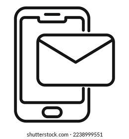 Vector de contorno de icono de correo inteligente. Medios en línea. Estrategia social