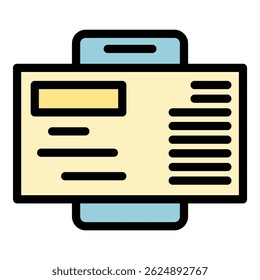 Vetor de contorno do ícone de e-mail do smartphone. Correio telefônico. Cor plana da mensagem de carta