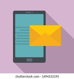 Smartphone mail inbox icon. Flat illustration of smartphone mail inbox vector icon for web design