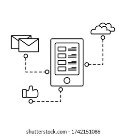 correo de smartphone nubes y diseño de esquema de dedo similar
