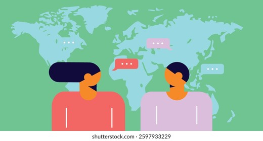 Smartphone with male and female profiles. Friends chatting. New generation. The concept of social networks, virtual relationships. Friends chatting and texting. Vector illustration.