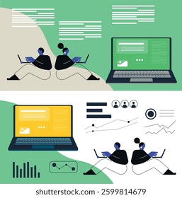 Smartphone with male and female profiles. Friends chatting. New generation. The concept of social networks, virtual relationships. Friends chatting and texting. Vector illustration.