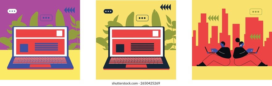Smartphone with male and female profiles. Friends chatting. New generation. The concept of social networks, virtual relationships. Friends chatting and texting. Vector illustration.	
