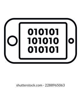 vector de contorno de icono de malware de Smartphone. Error de virus. Seguridad en línea