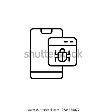 Smartphone Malware Outline Icon Displaying Digital Device Security Vulnerability
