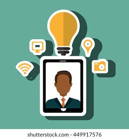 Smartphone and man isolated icon design, vector illustration  graphic 