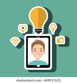 Smartphone and man isolated icon design, vector illustration  graphic 